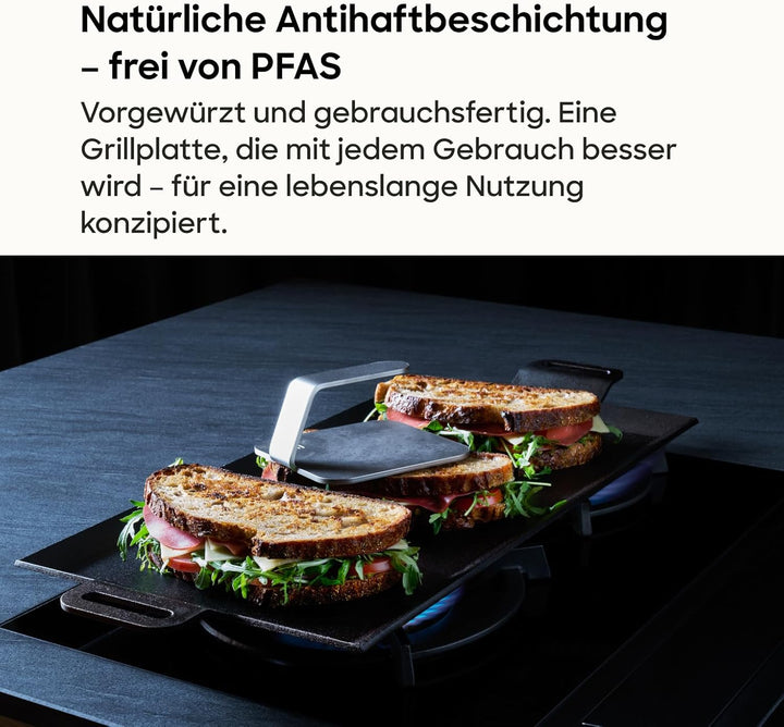 Gastrotools Grillplatte Induktion 62x27 cm – Profi Carbonstahl Teppanyaki/Plancha Grillplatte für In
