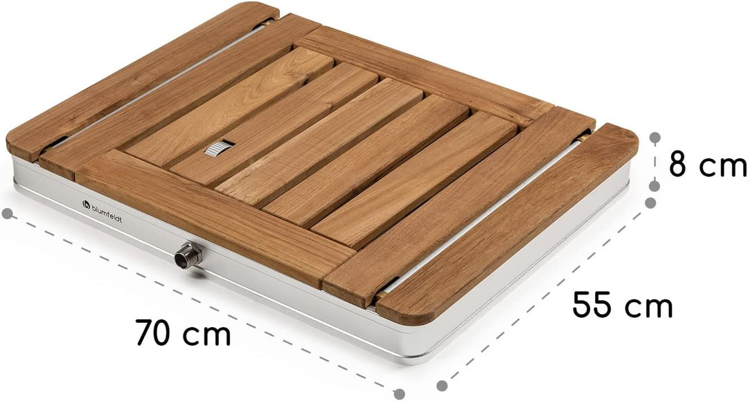 blumfeldt Cool Breeze - Gartendusche, Campingdusche, WPC, Aluminium, Holzoptik, Tragegriff, Gartendu