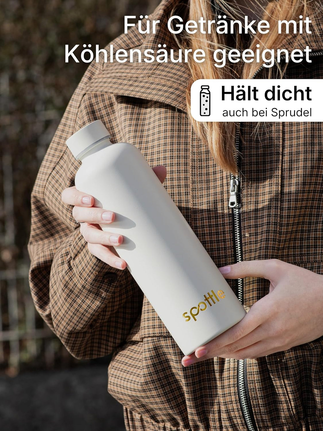 spottle Edelstahl Trinkflasche 1L – Thermosflasche aus Metall, doppelwandig, vakuumisoliert, Kohlens