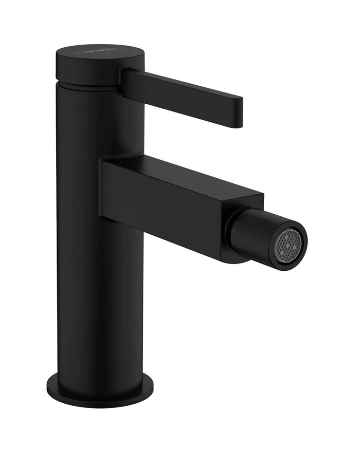 hansgrohe Einhebel-Bidetmischer Finoris, Bidetarmatur mit Push-Open Ablaufgarnitur, Mattschwarz, Mat