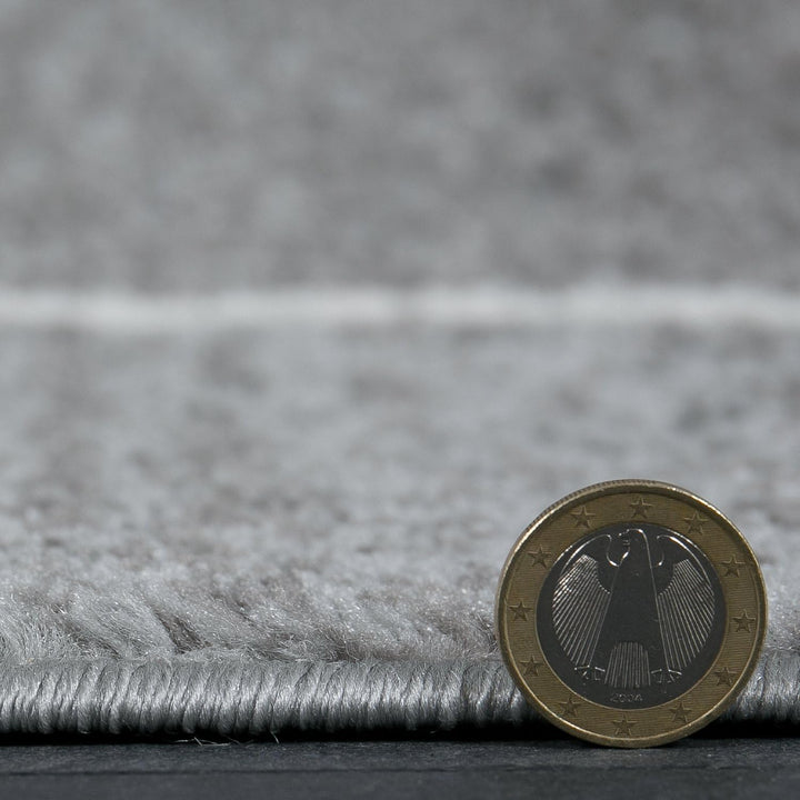 VIMODA Teppich kurzflor Geometrisches Kurven Muster Meliert Grau Anthrazit für für Wohnzimmer, Schla
