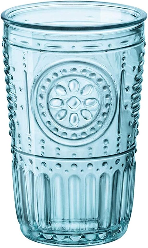 Bormioli Rocco 090789 Glas, Romantic, Blau, 4 Stück 4 Stück (1er Pack) Blau, 4 Stück (1er Pack) Blau
