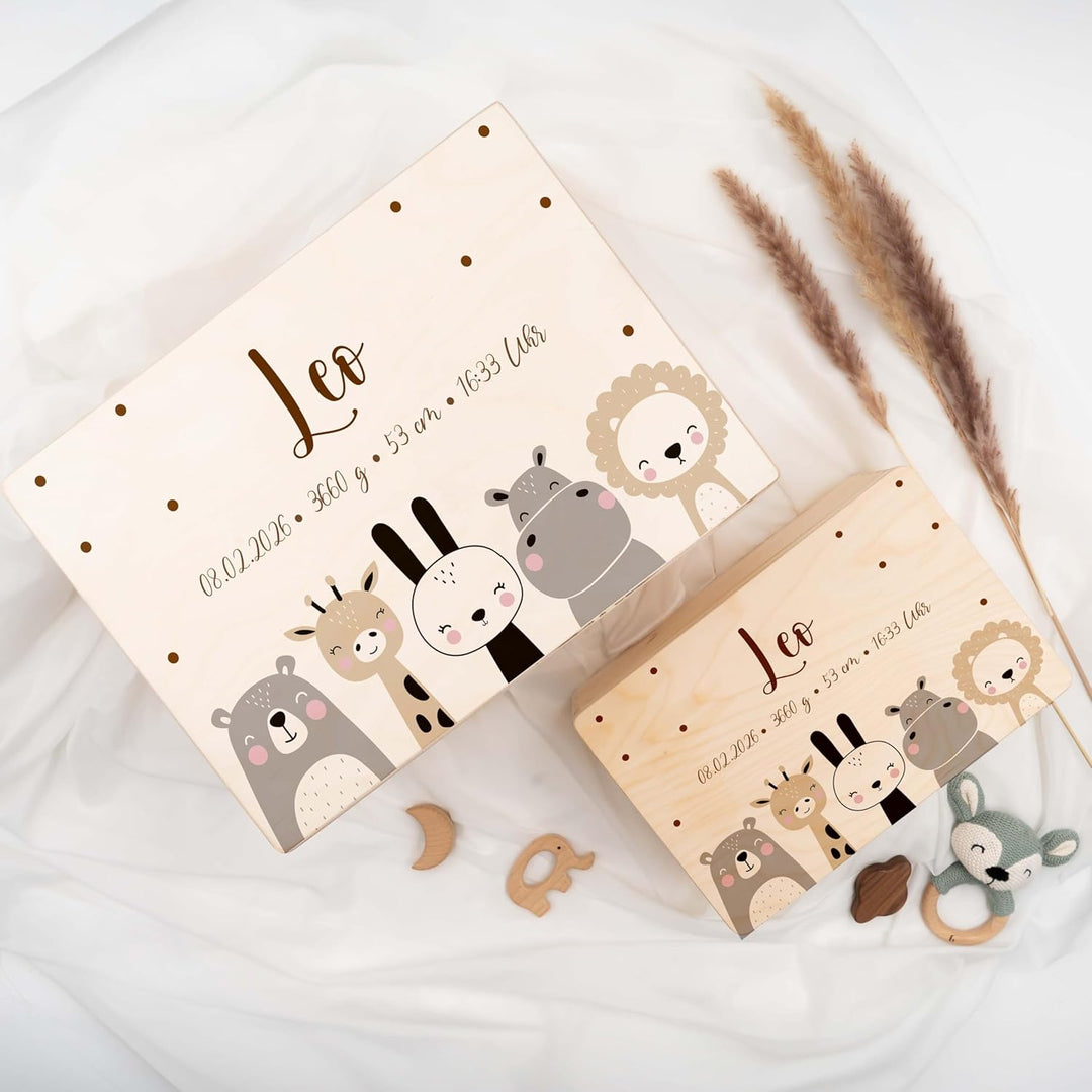 KIDSMOOD - Erinnerungsbox Baby, personalisierte Holzkiste mit Deckel, Ideal zur Aufbewahrung von Eri