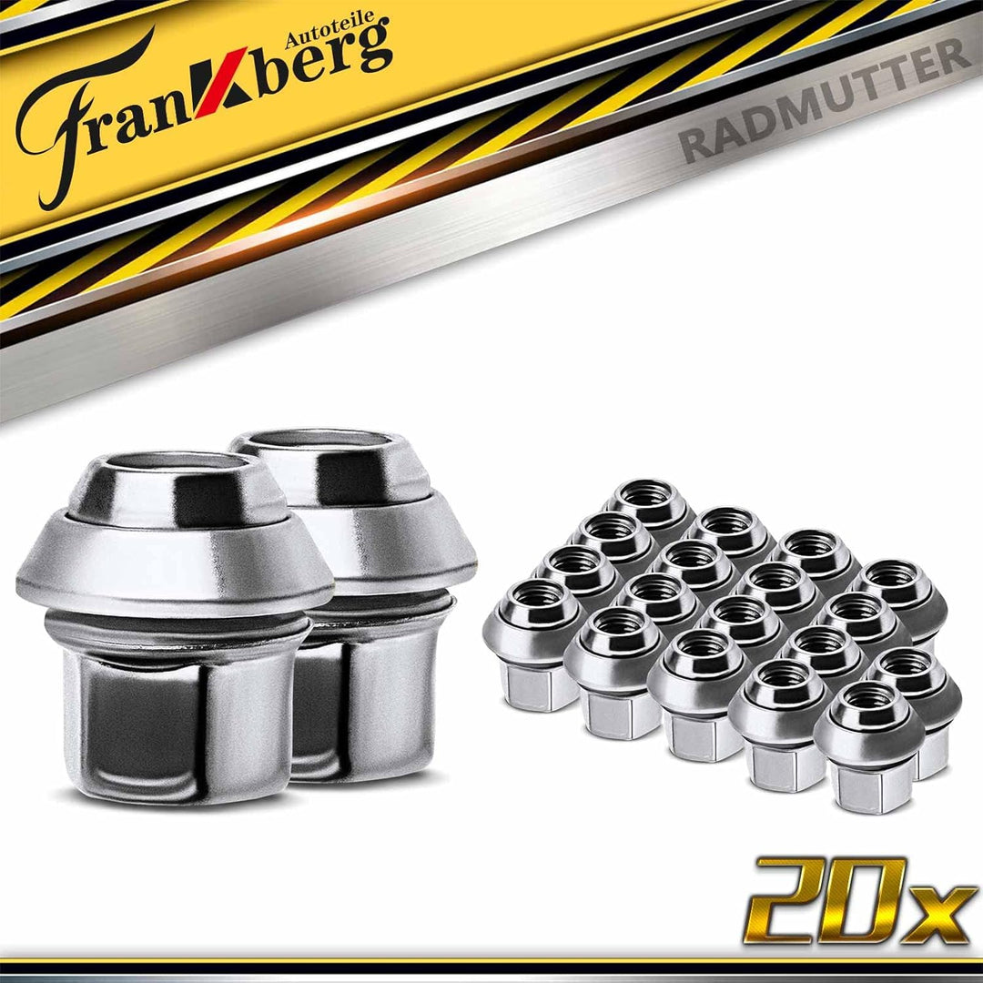 Frankberg 20x Radmutter Vorne Hinten Kompatibel mit C-Max Capri III Cougar Escort Fiesta Focus Fusio