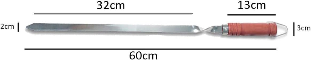 6 Edelstahl Grill-Spiesse mit Holzgriff - 60cm lang / 2cm breit / 2mm Stark - Lula Lulu Kebab Adana