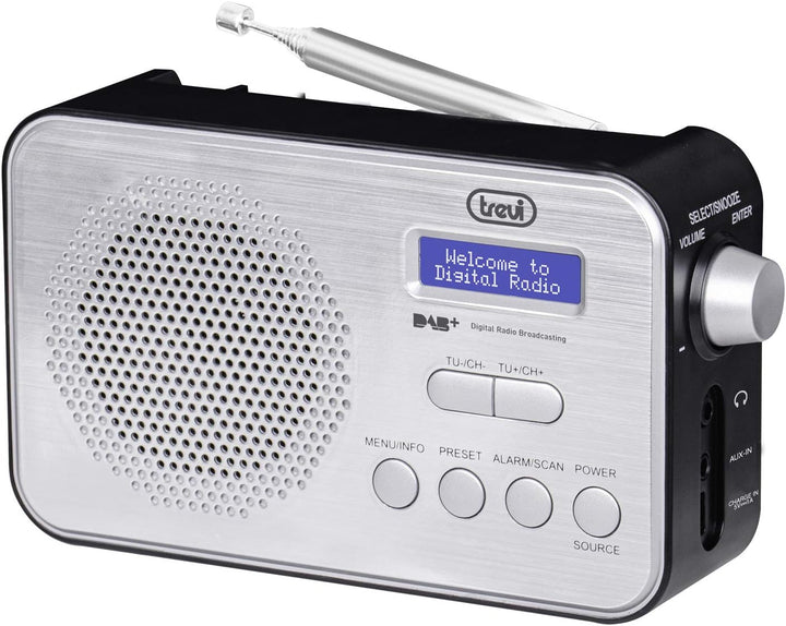 Trevi DAB 7F92 R Tragbares Radio DAB/DAB+, Hochlesbarkeit Punktmatrix-Display, Uhr mit 2 programmier