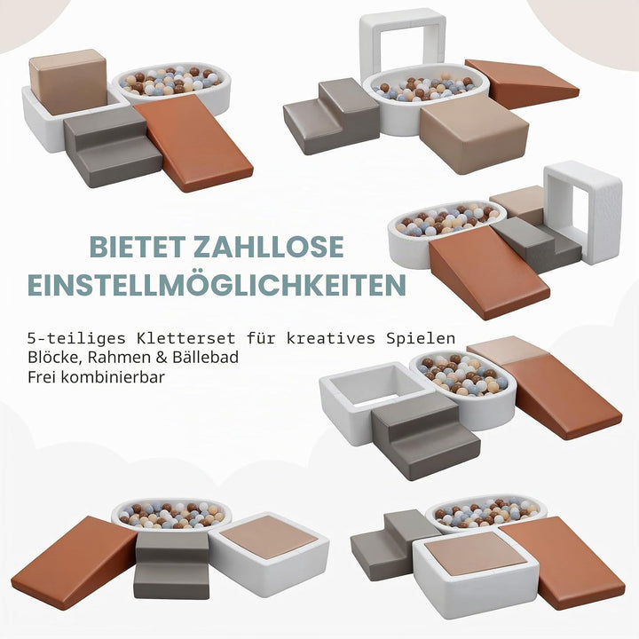Schaumstoff Bausteine Kinder Klettern Indoor: 5 Softbausteine Riesenbausteine Spielbausteine mit Bäl