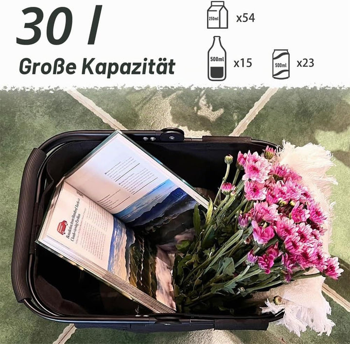 2pcs Tragekorb Faltbar 30L Einkaufskorb Gross Picknickkorb mit Gepolsterten Griffen Klappkorb Einkau