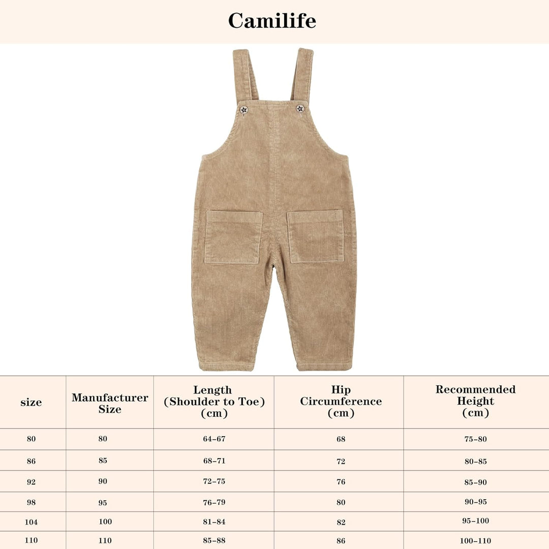 Camilife Baby Kleinkind Kinder Jungen Mädchen Kordsamt Latzhose Overall Kord Hose mit Hosenträger fü