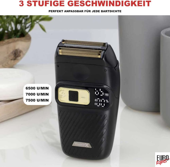 EUROtops Rasierer mit 3-Klingen-System – Elektrischer Herrenrasierer mit Titanium-Scherfolien, 3-stu