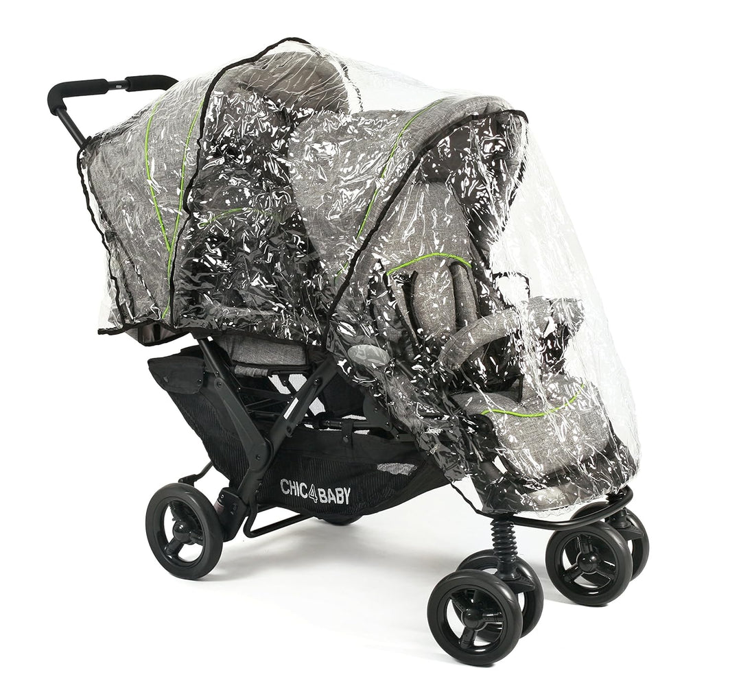 CHIC 4 BABY - Geschwisterwagen DUO mit Tragetasche und Regenschutz, Geschwisterkinderwagen für zwei