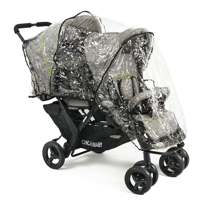 CHIC 4 BABY - Geschwisterwagen DUO mit Tragetasche und Regenschutz, Geschwisterkinderwagen für zwei