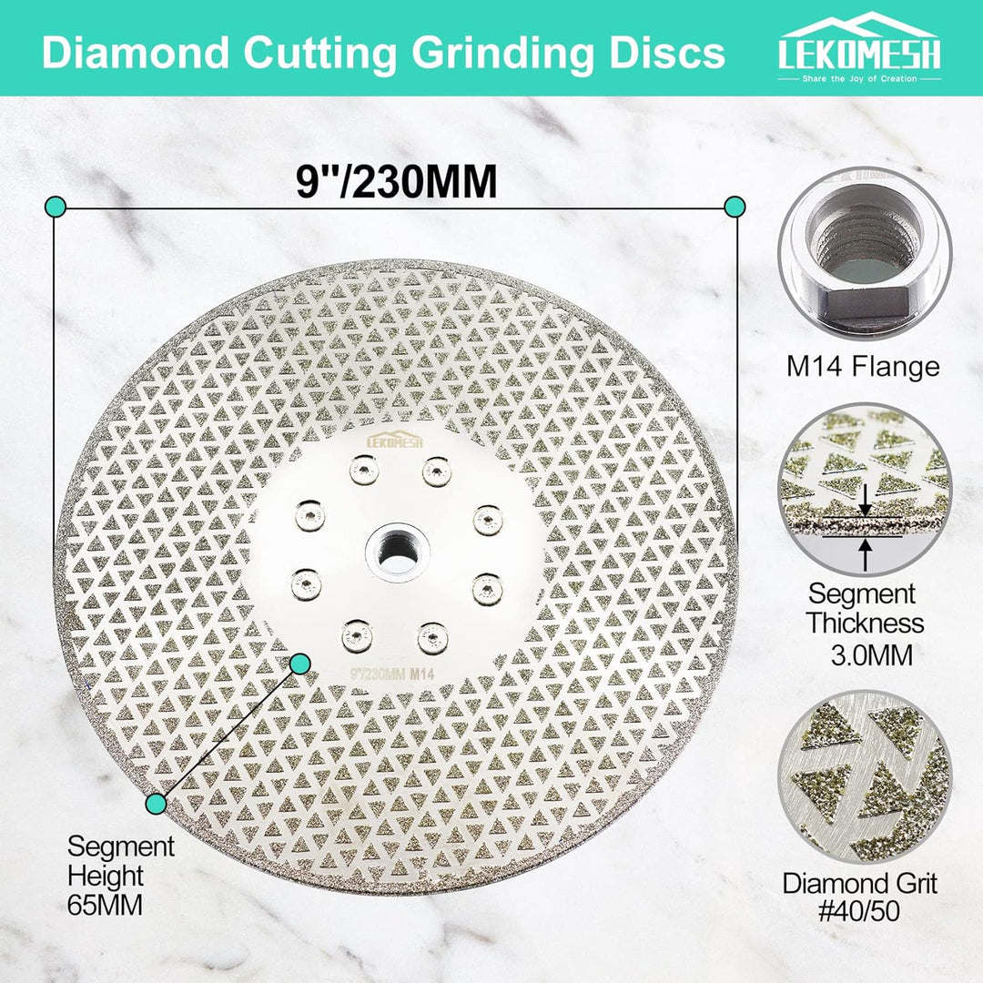 Diamant Fliesen Sägeblatt 230MM LEKOMESH - Doppelseitig Diamant-Trennscheibe für Granit,Marmor,Porze