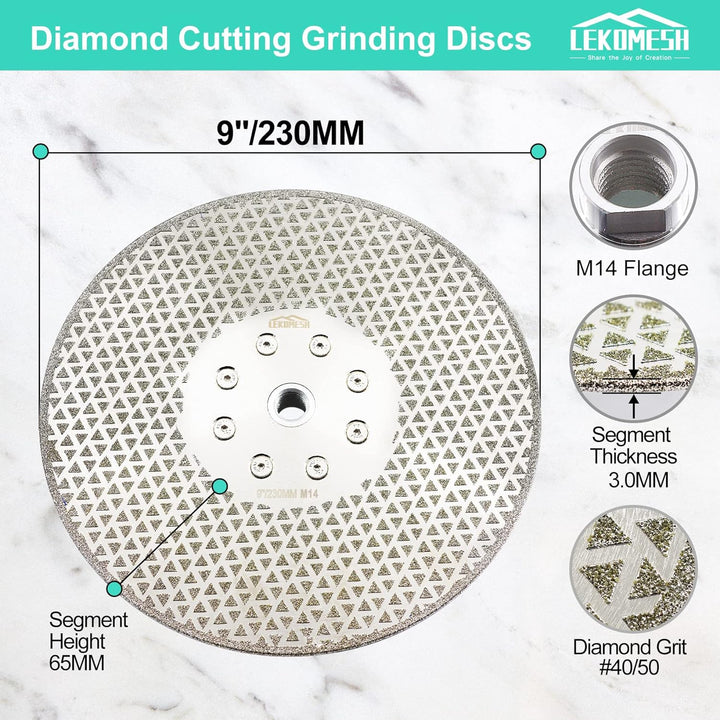 Diamant Fliesen Sägeblatt 230MM LEKOMESH - Doppelseitig Diamant-Trennscheibe für Granit,Marmor,Porze