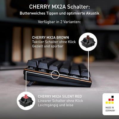 CHERRY KC 200 MX, mechanische Office-Tastatur, Deutsches Layout (QWERTZ), edles Design mit eloxierte