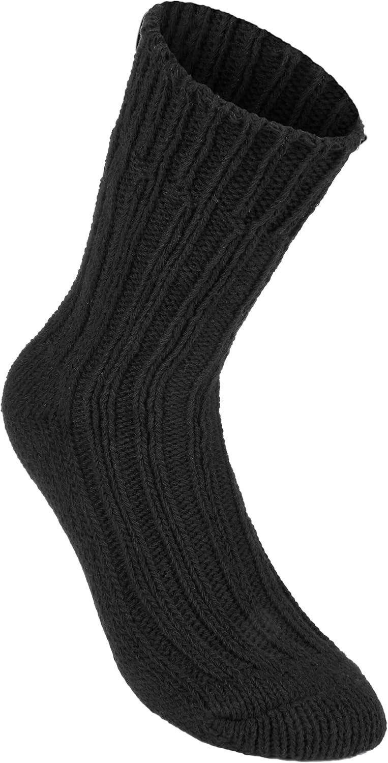 Brubaker 4 Paar Alpaka Socken sehr dick flauschig und warm - reine Alpakawolle 35-38 Schwarz, 35-38