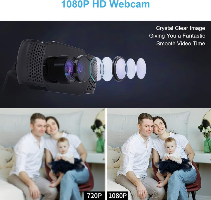 wansview Webcam 1080P mit Mikrofon, PC Laptop Desktop USB 2.0 Webkamera für Videoanrufe, Studieren,