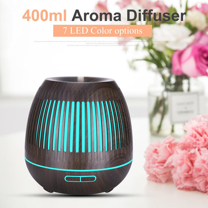 Luftbefeuchter Aroma Diffuser für Duftöle | Fernbedienung + Zeitschaltuhr | 400ml | Duftlampe Aromat