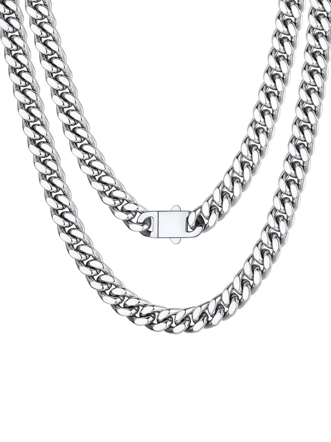 Bestyle Personalisierte Miami Panzerkette aus Edelstahl Breite 5/7 / 9 / 12mm Kubanische Kette Länge