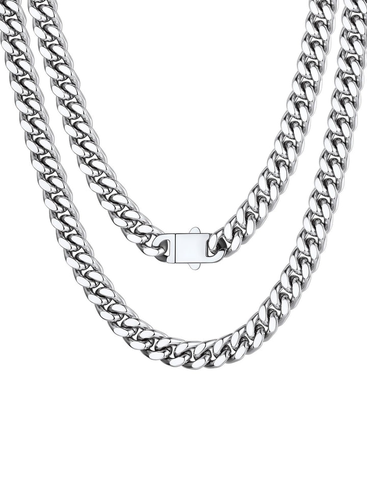 Bestyle Personalisierte Miami Panzerkette aus Edelstahl Breite 5/7 / 9 / 12mm Kubanische Kette Länge