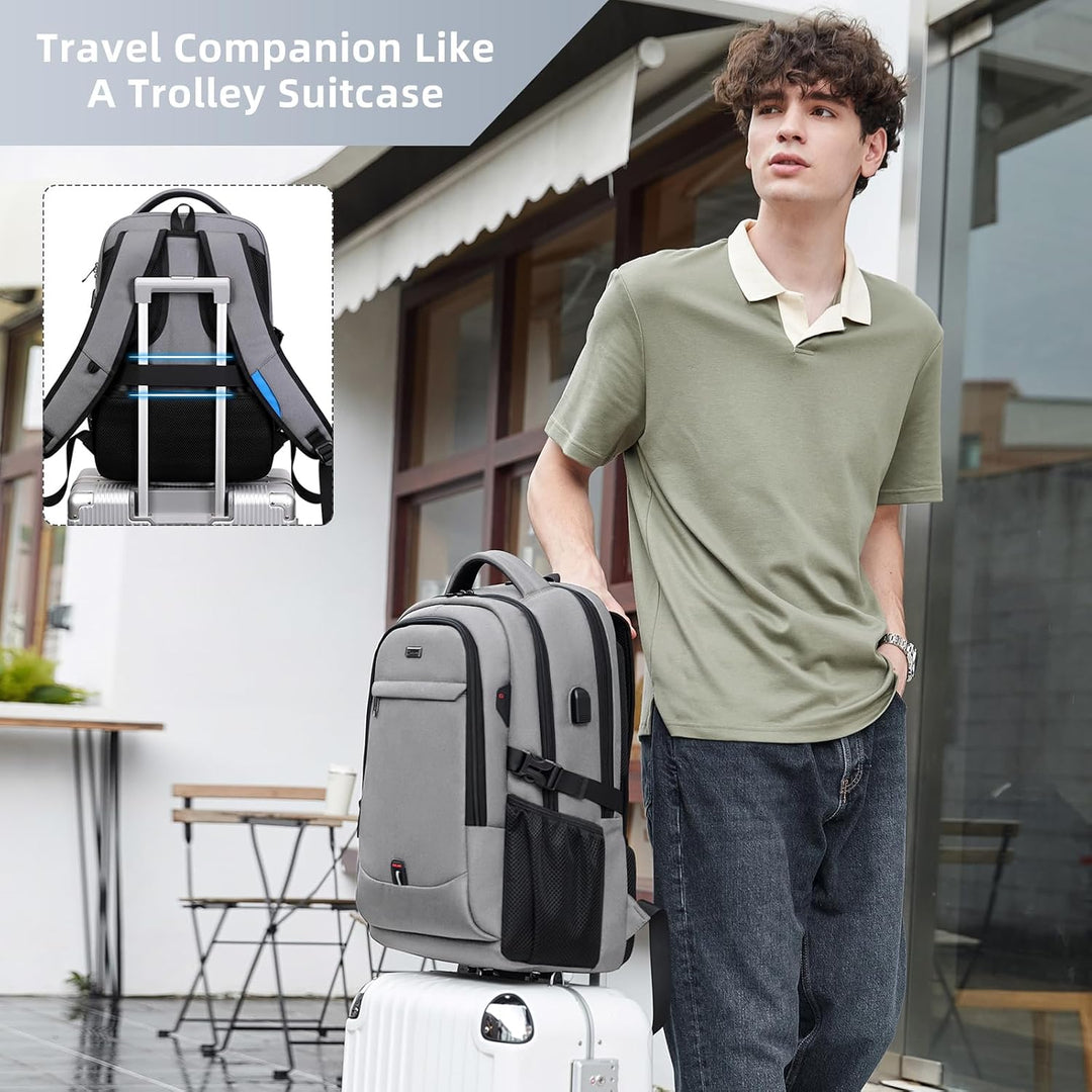 VINBAGGE Rucksack Herren Wasserdicht 15.6 Zoll Laptop Rucksack Anti Diebstahl mit USB-Anschluss Schu