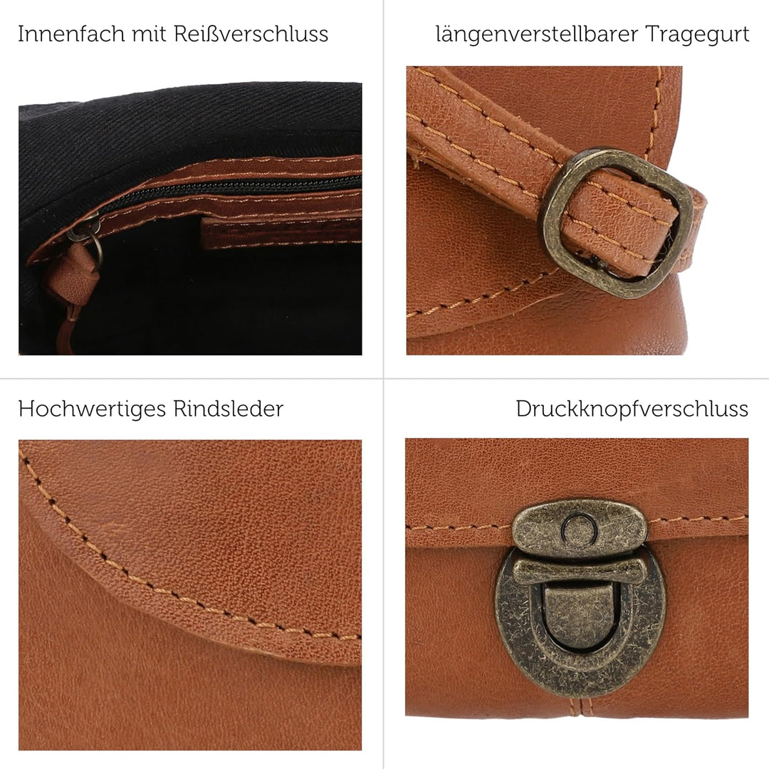Gusti Umhängetasche Leder-Rona Handtasche Freizeittasche kleine Tasche Schultertasche Damen Ledertas
