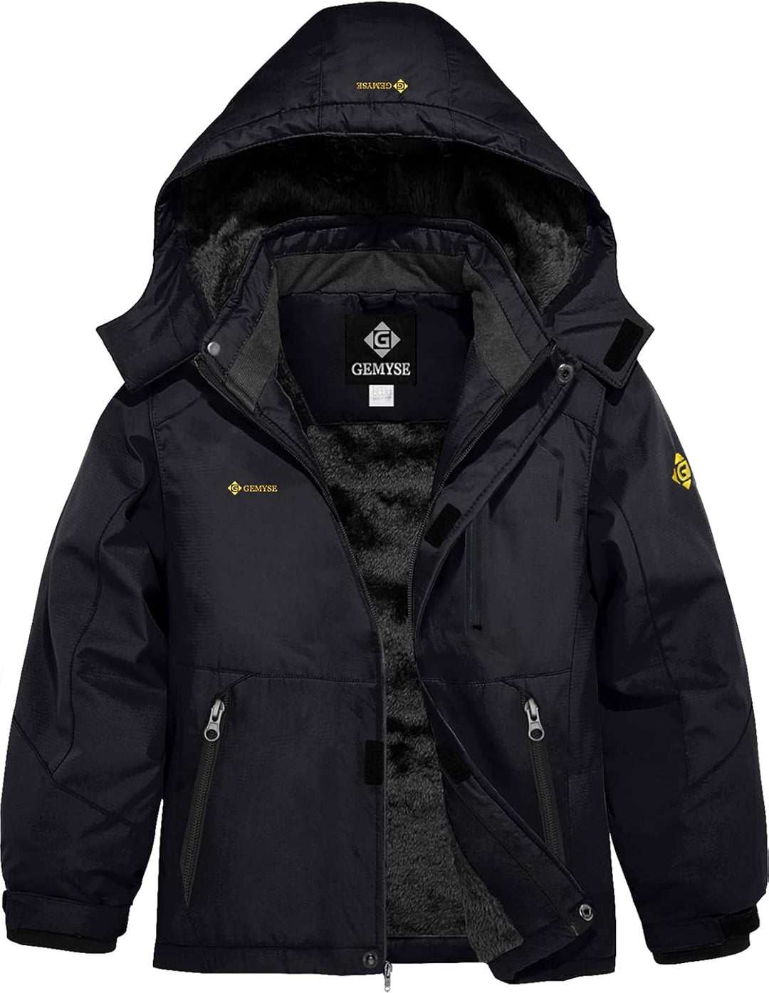 GEMYSE Jungen Skijacke Wasserdichte Winterjacke Warm Gefütterte Kinder Winddichte Schneejacke mit Ka