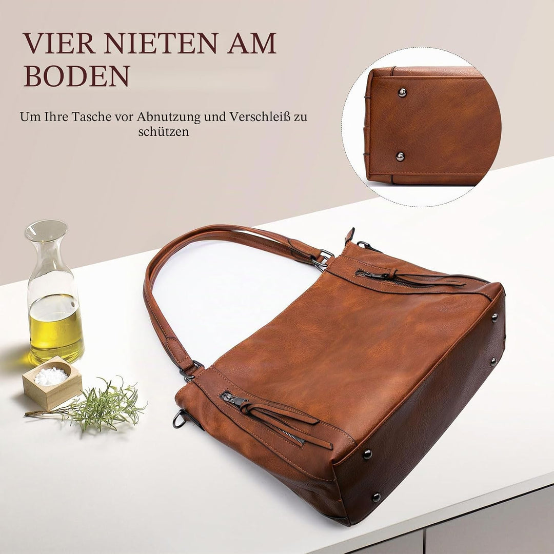 Long Keeper Handtasche Damen Gross - Tote Bag Shopper Damen Leder Umhängetasche Damen Schultertasche