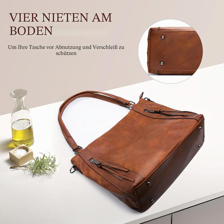 Long Keeper Handtasche Damen Gross - Tote Bag Shopper Damen Leder Umhängetasche Damen Schultertasche