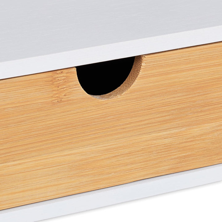 Relaxdays Schreibtisch Organizer, 1 Schublade, DIN A4 Ablage, Bambus, HxBxT: 11 x 32 x 22 cm, Büroor