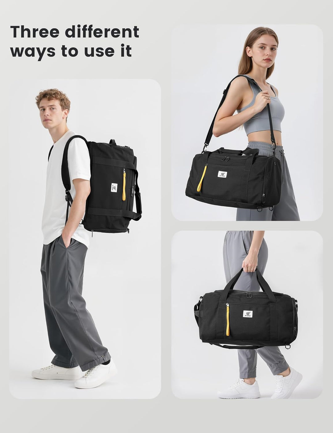 SKYSPER Sporttasche Herren 40l, Sporttasche mit Rucksackfunktion Reisetasche Gym Tasche mit Schuhfac