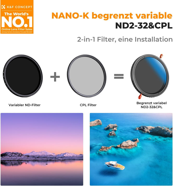 K&amp;F CONCEPT Nano-K Serie ND Filter 67mm CPL&amp;ND2-ND32 2 in 1 multifunktionaler Graufilter und CPL Fil