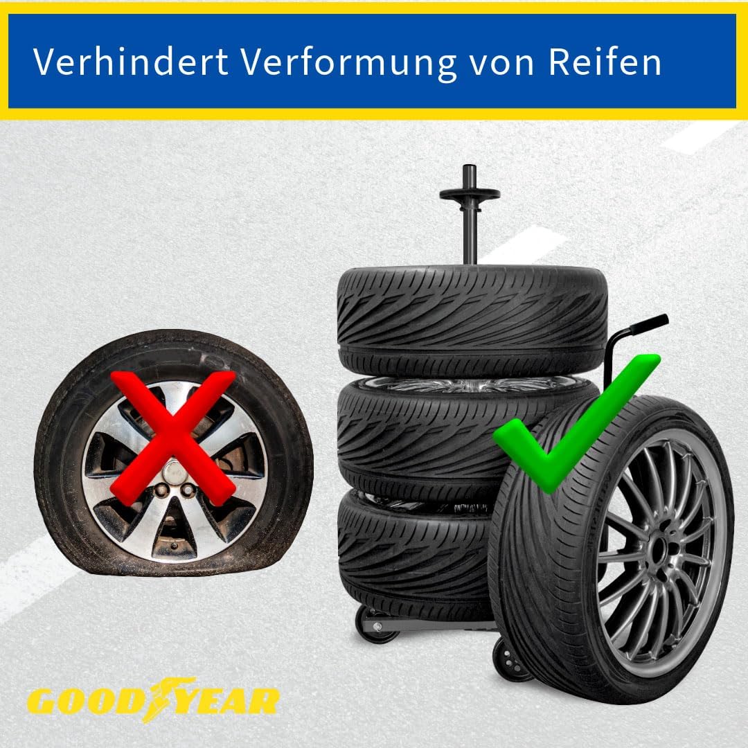 Goodyear Felgenbaumwagen für 4 Reifen, platzsparende und kontaktlose Aufbewahrung, mit Schutzhülle,