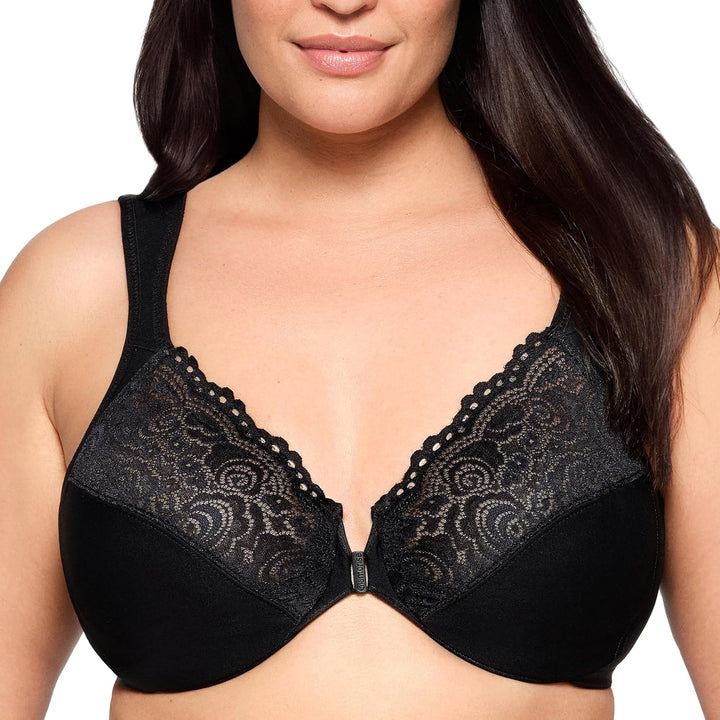 Glamorise Damen Wonderwire-Vorderverschluss BH 115C Schwarz, 115C Schwarz