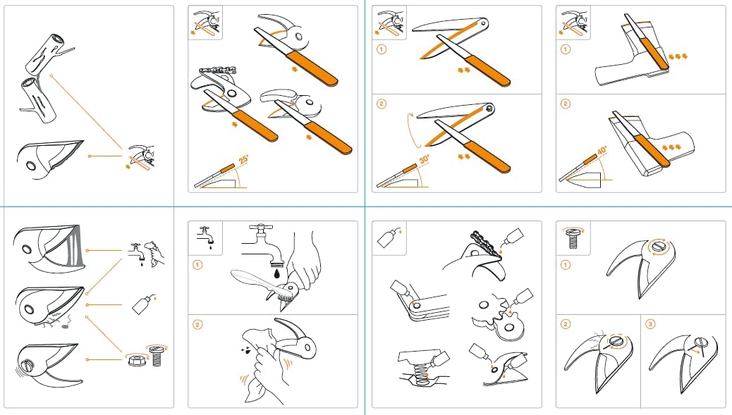 Fiskars Pflegeset für Gartenschneidgeräte, Mit Diamantfeile, Öl und Pflegeanleitung, 1001640