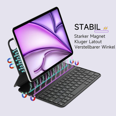 HOU für iPad Air 5 Hülle mit Tastatur für iPad Air 6 11 Zoll, für iPad Pro 11 Hülle mit Tastatur (4.