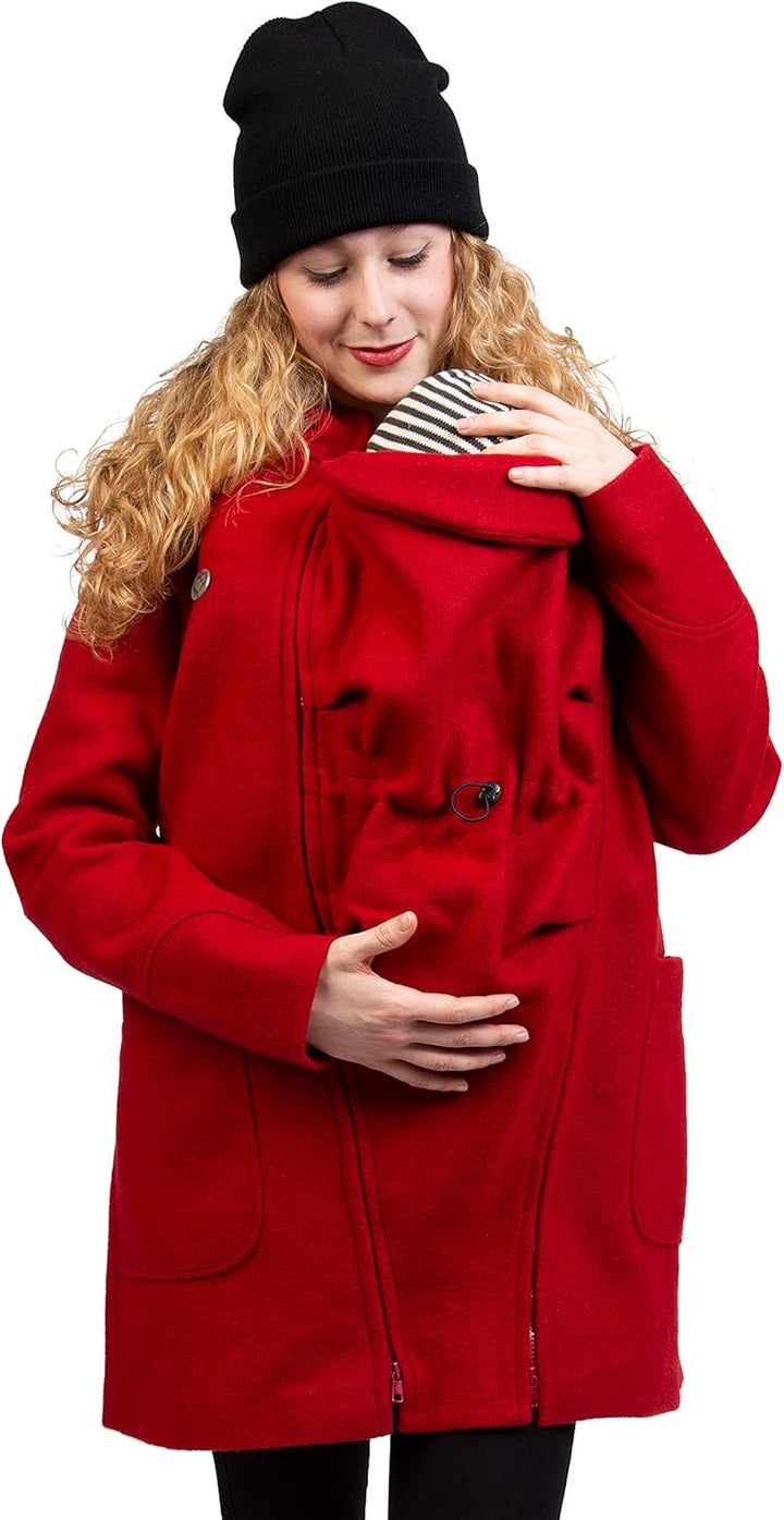 Viva la Mama - schicker Umstands- und Tragemantel für den Winter - VALENTIN M Rot - Vorn und Hinten