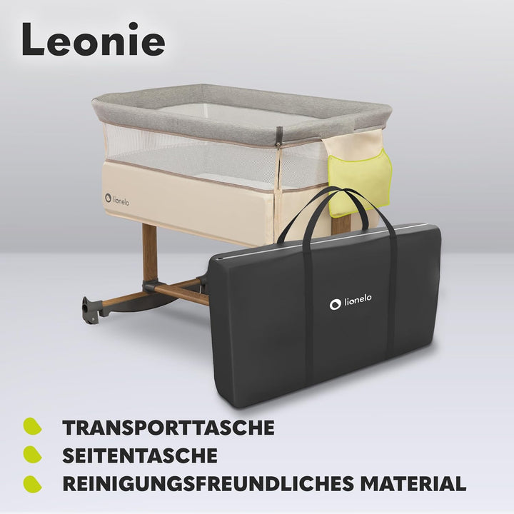 Lionelo Leonie 3 IN 1 Babybetten Babybett, Schaukelfunktion, 5-stufige Höhenverstellung, Schräglage,