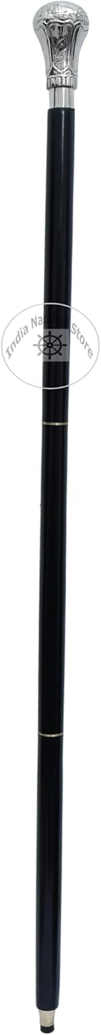 alfiya nautical store Harvy Canes Gehstock, verchromt, Messing, 91,4 cm, Chrom/Schwarz