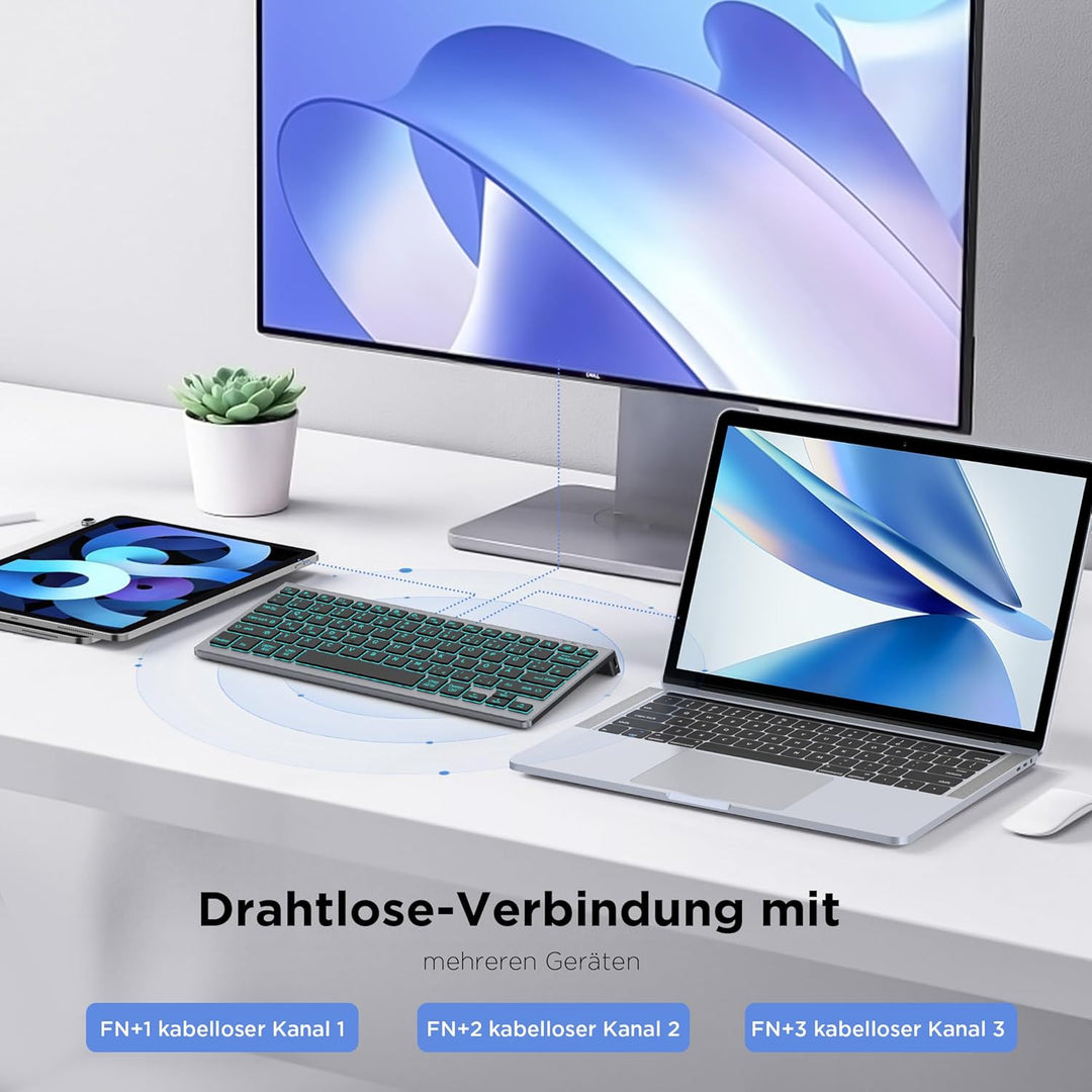 CACOE Deutsche Bluetooth Tastatur Kompatibel Mit iPad A16/10/iPad Air/Pro Tastatur Kompatibel Mit IO