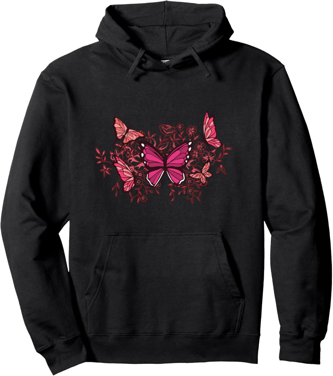 Blumen und Schmetterlinge Pullover Hoodie