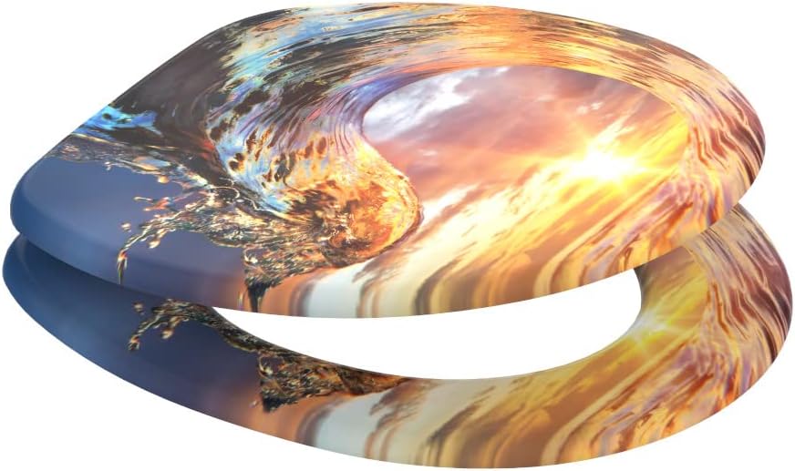 Sanilo WC-Sitz mit Absenkautomatik, Toilettensitz mit Absenkautomatik, einfache Befestigung (Wave),