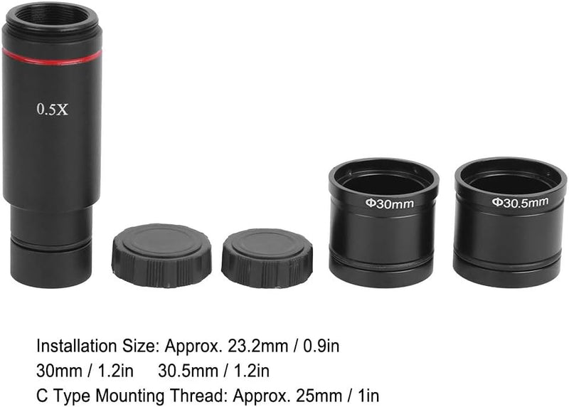 Fafeicy Mikroskop-Kameraadapter mit 0,5X Vergrösserung, C-Mount-Mikroskopkameraadapter, für AmScope