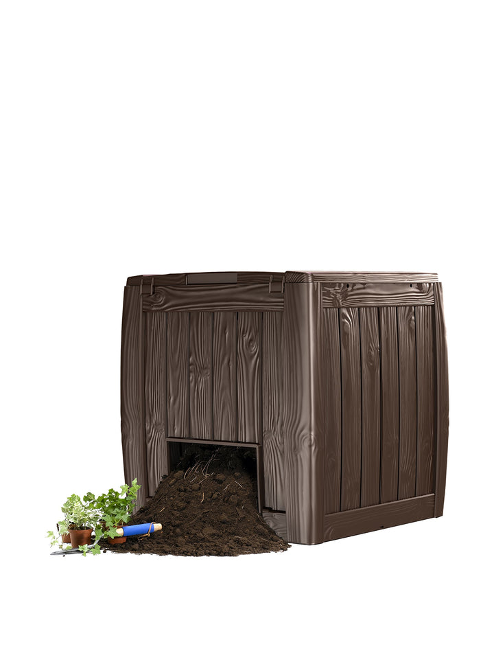 Keter A-1613-1 548584 Komposter Deco Composter, Holzoptik, Kunststoff, dunkel braun, 340