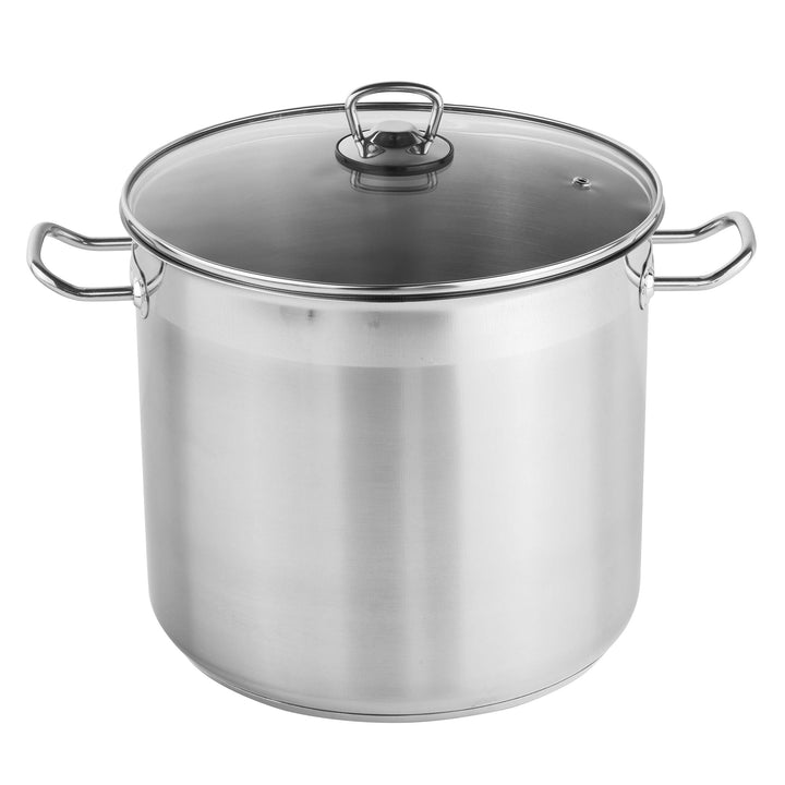 Haushalt International Universaltopf mit Glasdeckel (15l & 28cm Durchmesser) - 15 Liter Edelstahl To