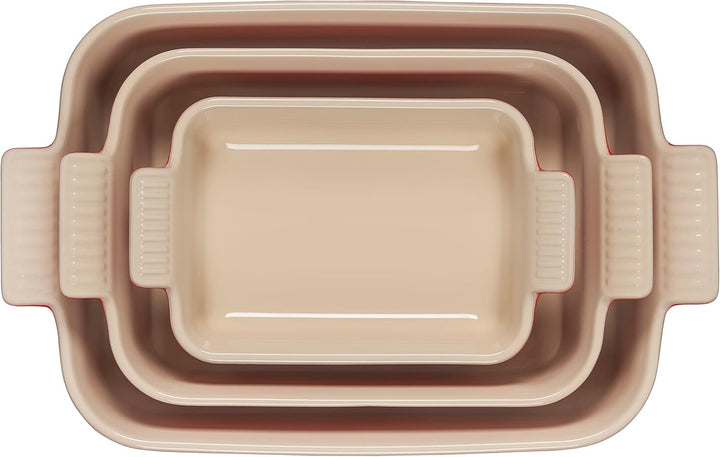 Le Creuset Steingut-Heritage-Set, rechteckig, 3 Stück, Kirschrot Kirsche, Kirsche