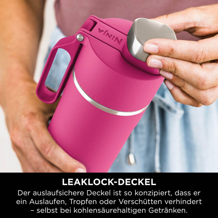 Ninja Thirsti Wasserflasche, Thermobecher to go, 530 ml, auslaufsicherer Deckel, für kohlensäurehalt