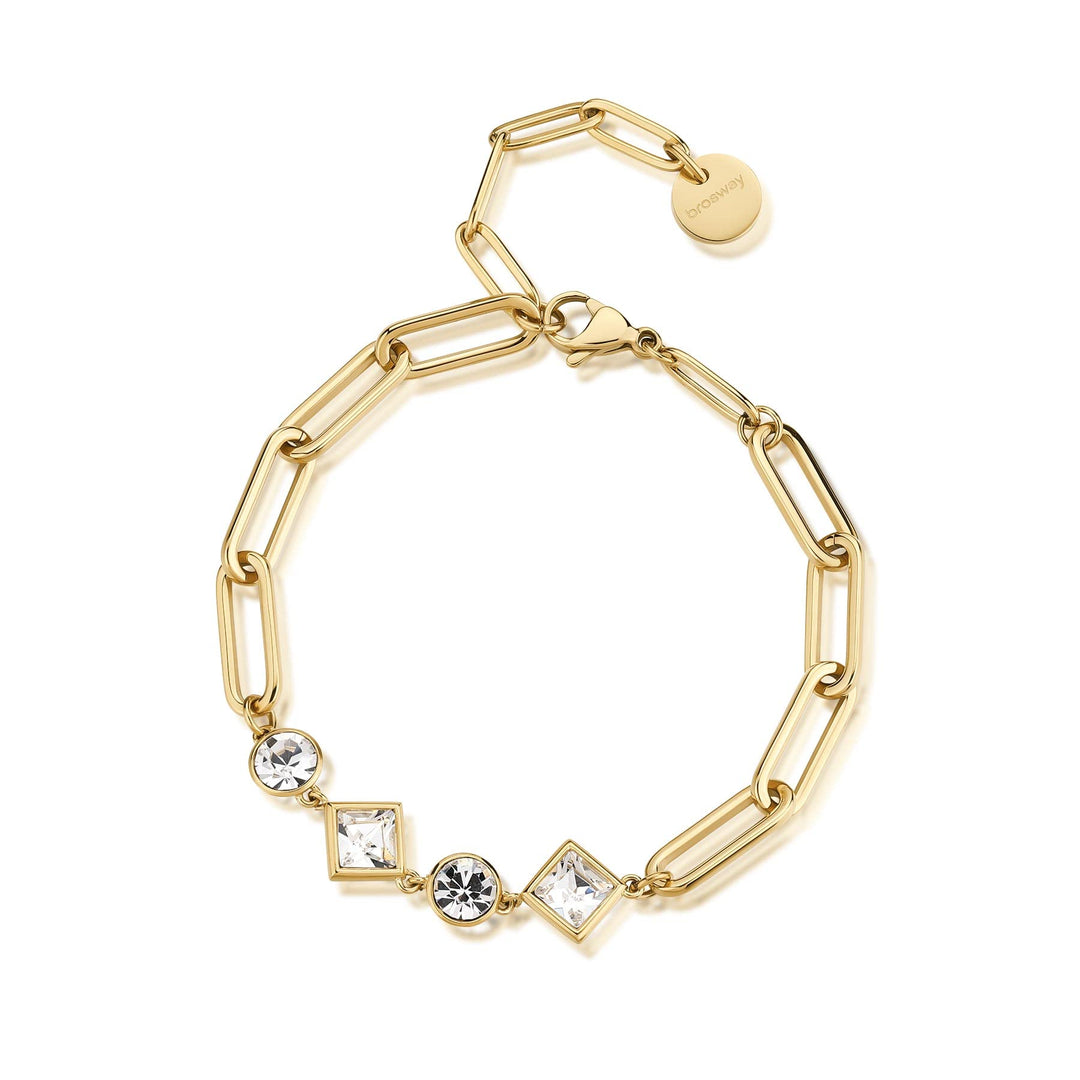 Brosway Emphasis Steel Woman golden Chain Bracelet with BEH14 Crystals
