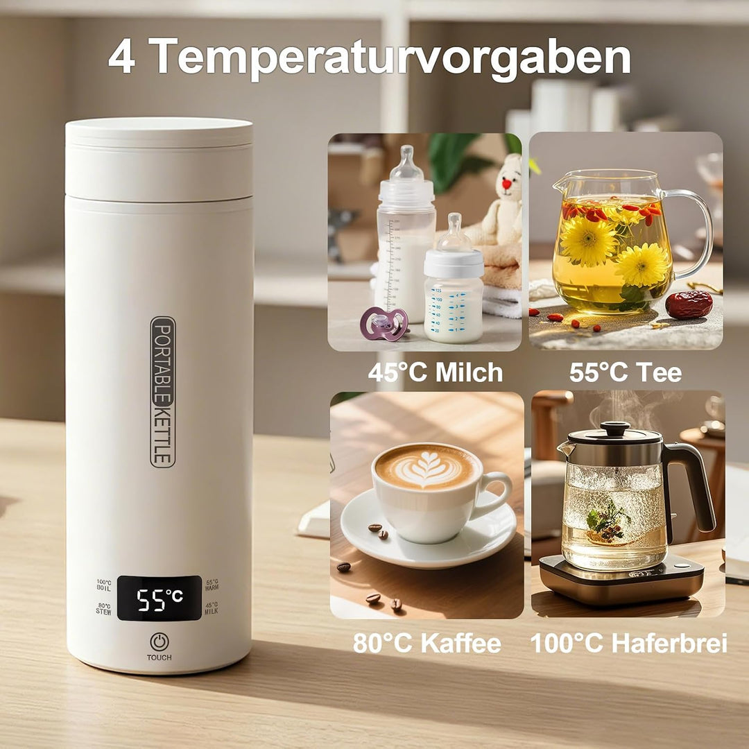 Reisewasserkocher Klein 450ML,Tragbarer Elektrische Wassertasse für Reise