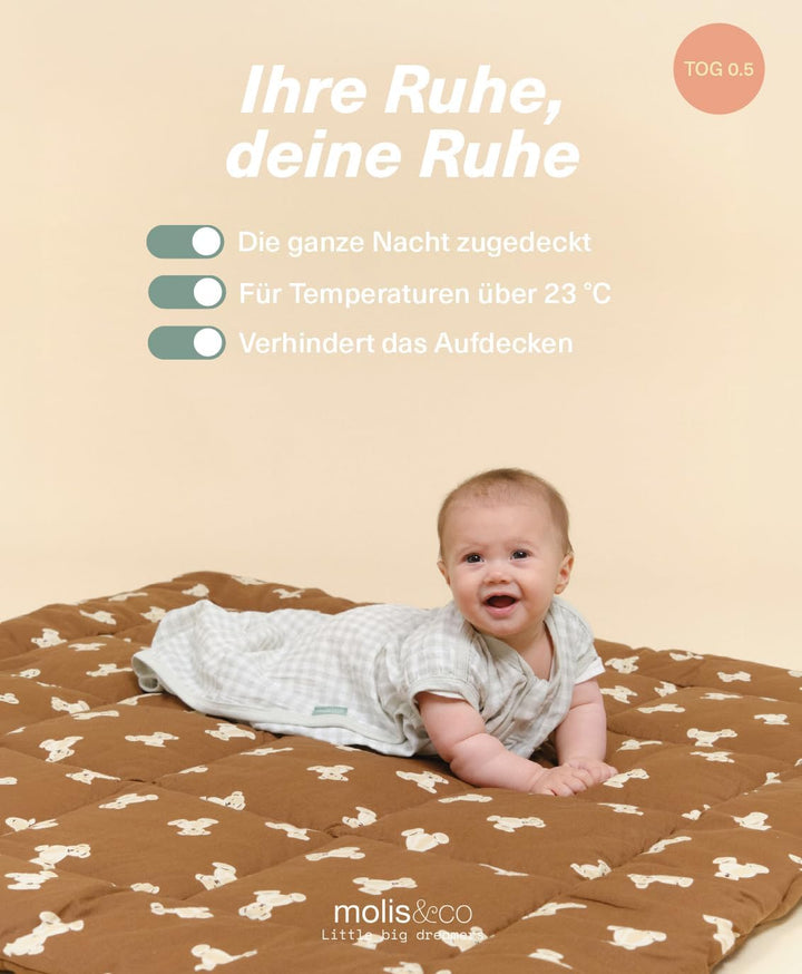 molis&amp;co - Baby Sommerschlafsack Musselin - Sommer Baby Schlafsack 0.5 TOG - Neugeborene Babyschlafs